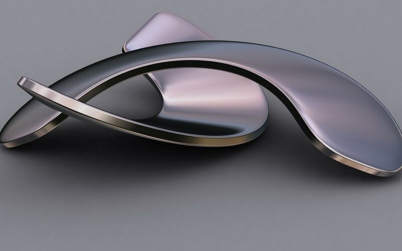 Abstract Metallic Sculpture — Gray, Minimalist