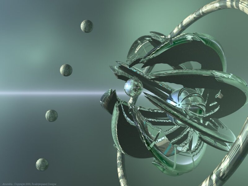 Abstract Metallic Sculpture — Green, Serene