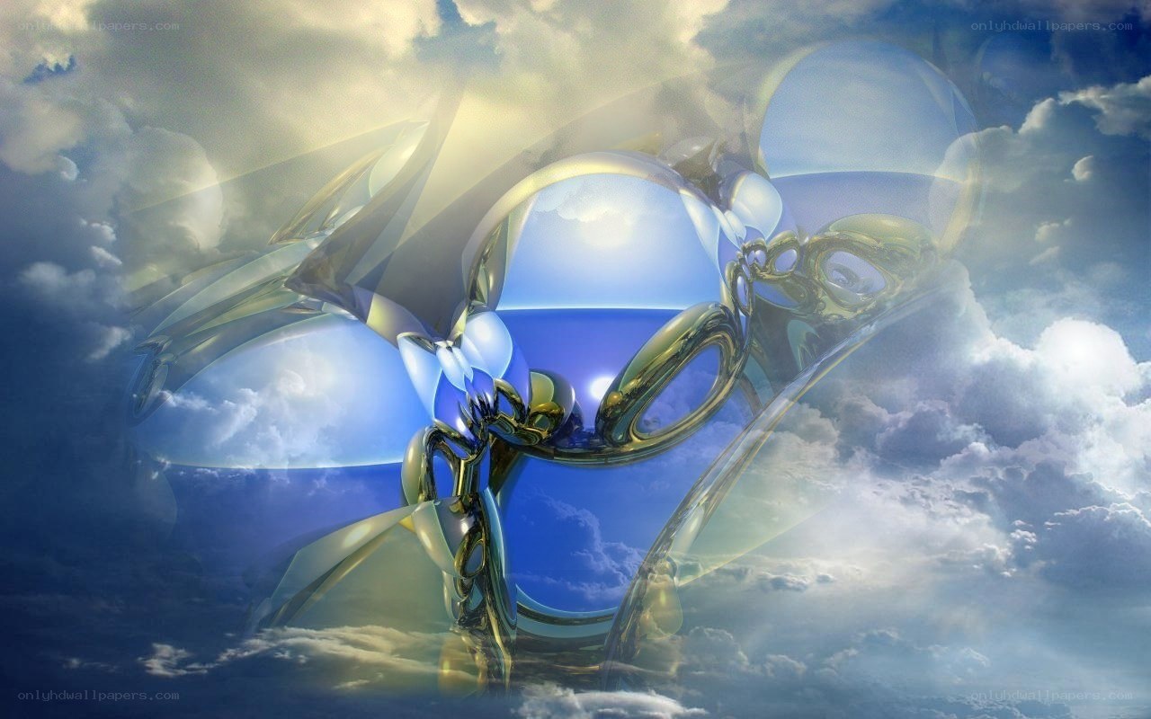 abstract metallic sculpture in sky