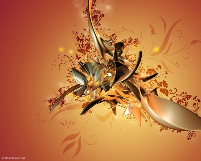 Abstract Metallic Sculpture — Orange
