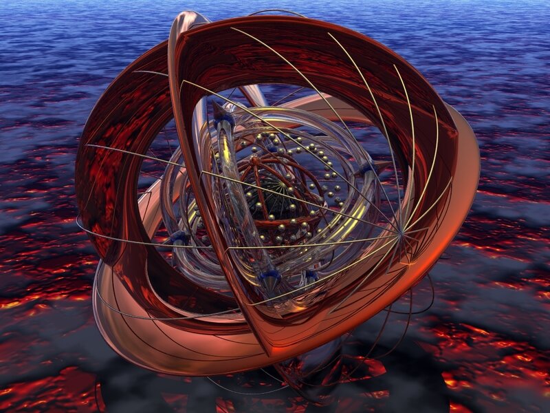Abstract Metallic Sculpture — Red