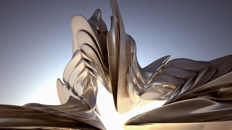 Abstract Metallic Sculpture — Silver, Dramatic, 3d Render, Light