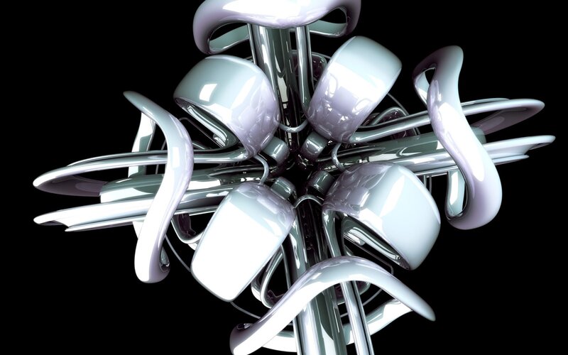 Abstract Metallic Sculpture — Silver, Dramatic, 3d Render