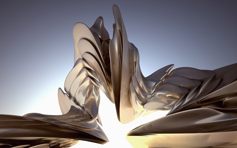 Abstract Metallic Sculpture — Silver, Dramatic