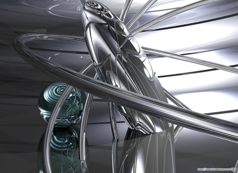 Abstract Metallic Sculpture — Silver, Futuristic