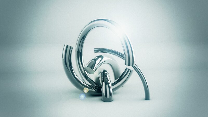 Abstract Metallic Sculpture — Silver, Serene, 3d Render