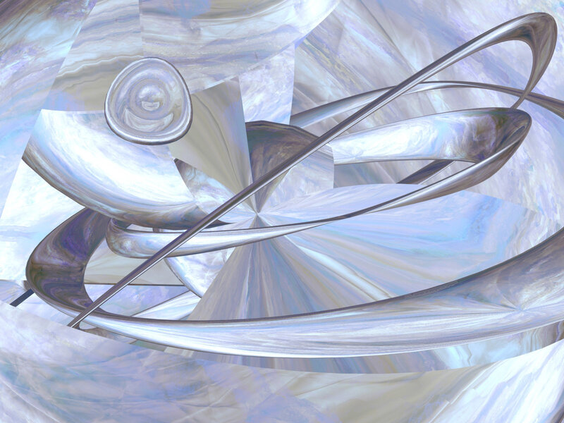 Abstract Metallic Sculpture — Silver, Serene, Digital Art, Metallic Ribbons