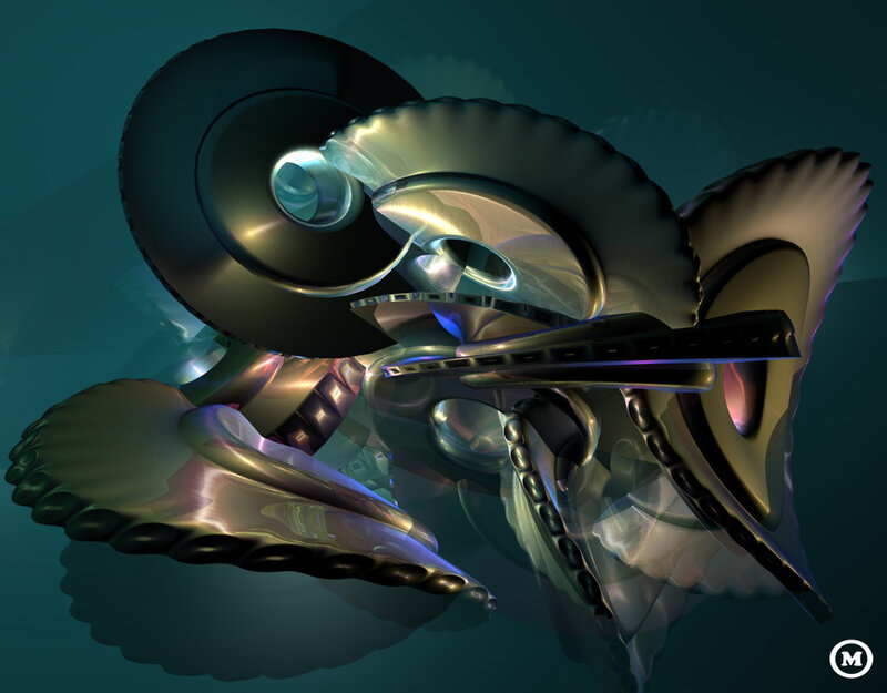Abstract Metallic Sculpture — Teal