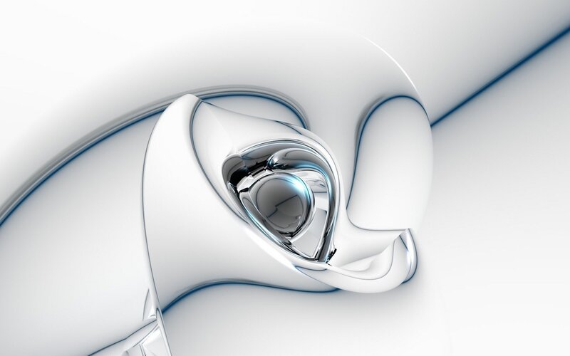 Abstract Metallic Sculpture — White, Serene, 3d Render, Metallic Surface