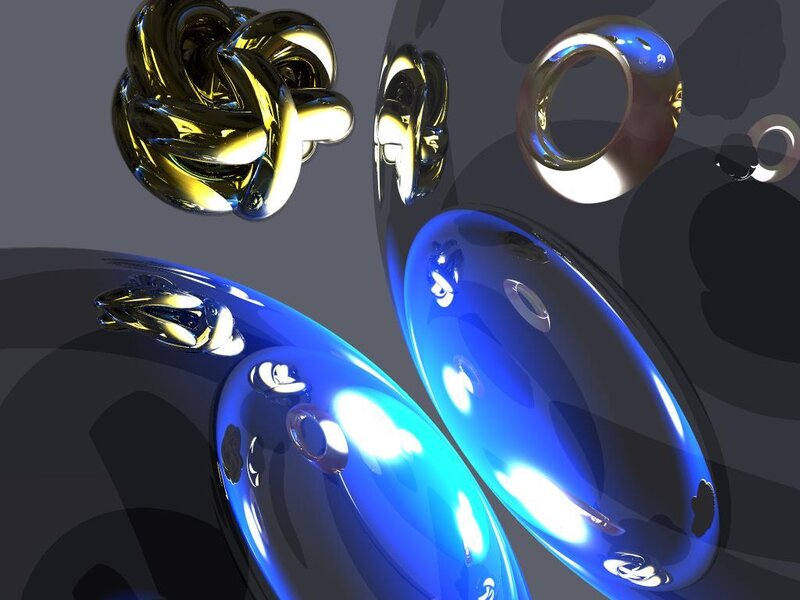 abstract metallic shapes floating