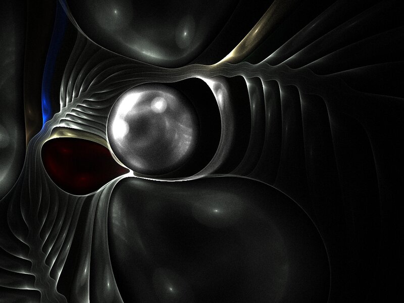 Abstract Metallic Sphere — Black, Dramatic