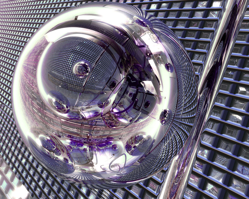 Abstract metallic sphere with reflections