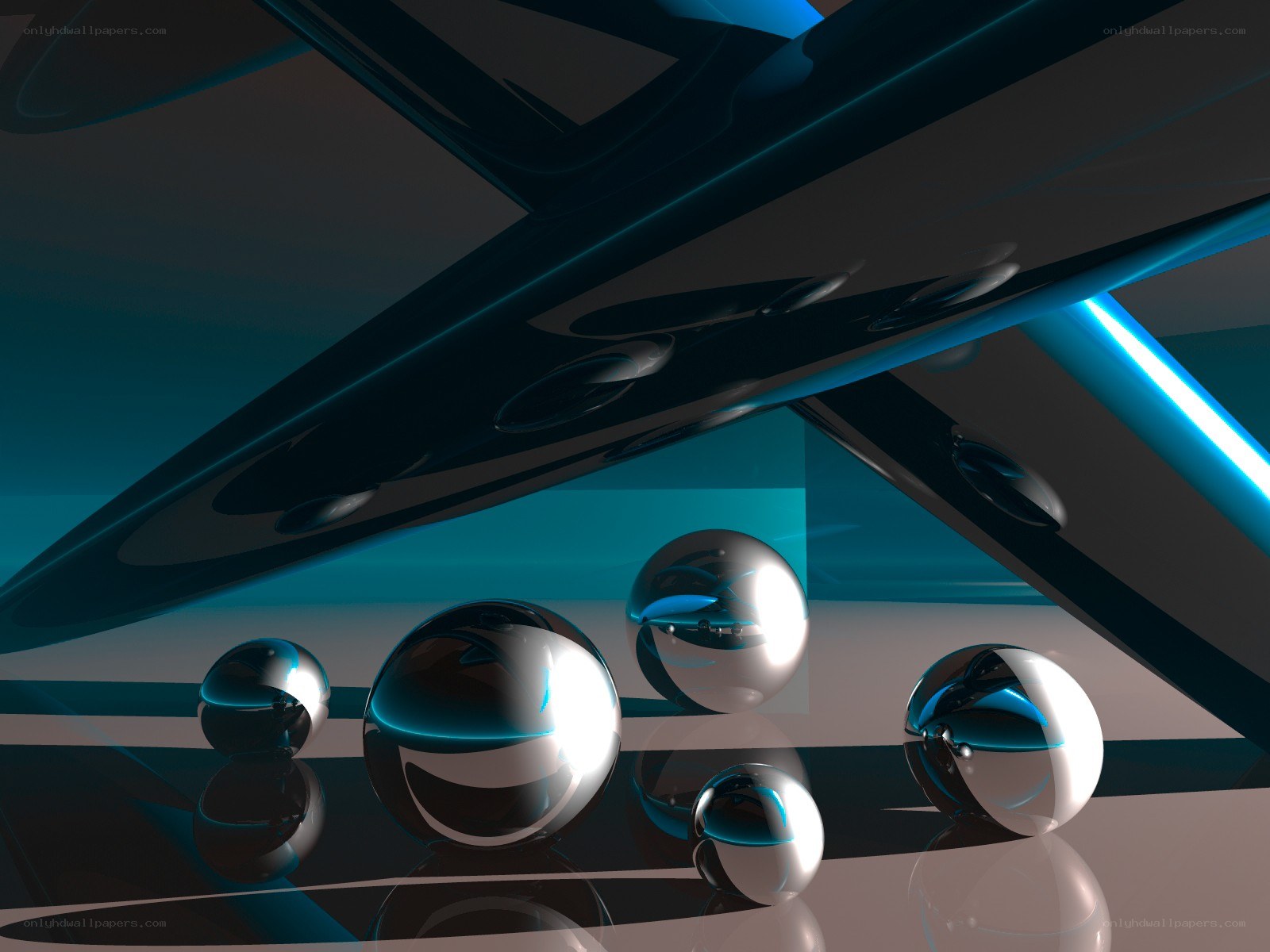 Abstract metallic spheres and beams
