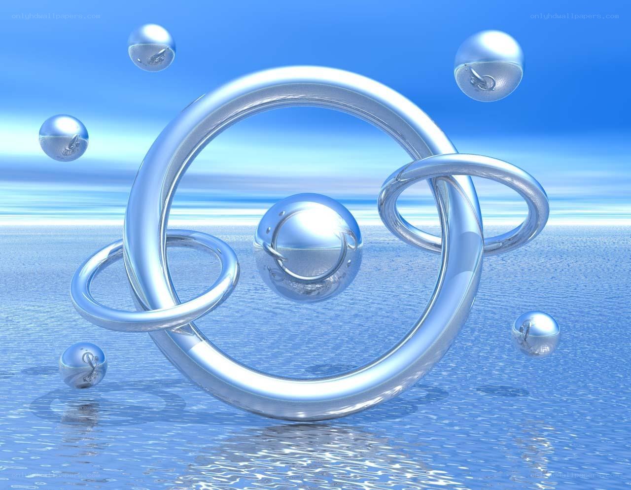Abstract metallic spheres and rings