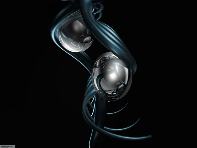 Abstract Metallic Spheres — Black, Dramatic, Digital Art, Tubes