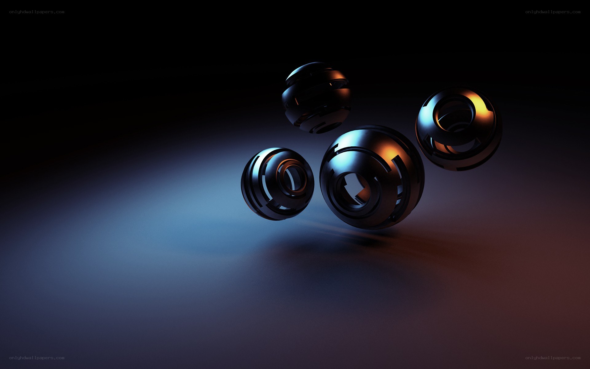 abstract metallic spheres floating