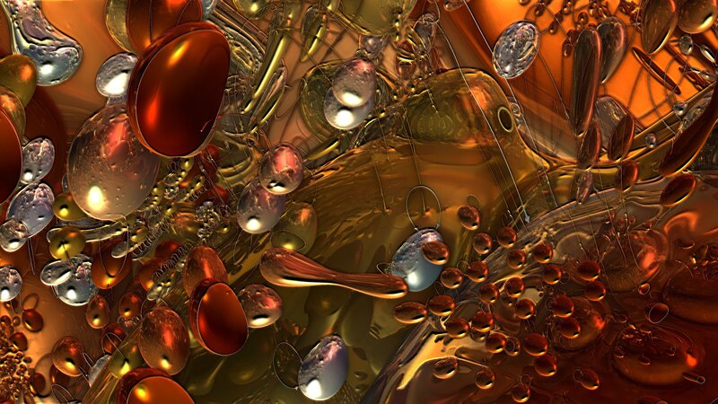Abstract Metallic Spheres — Gold, Dramatic