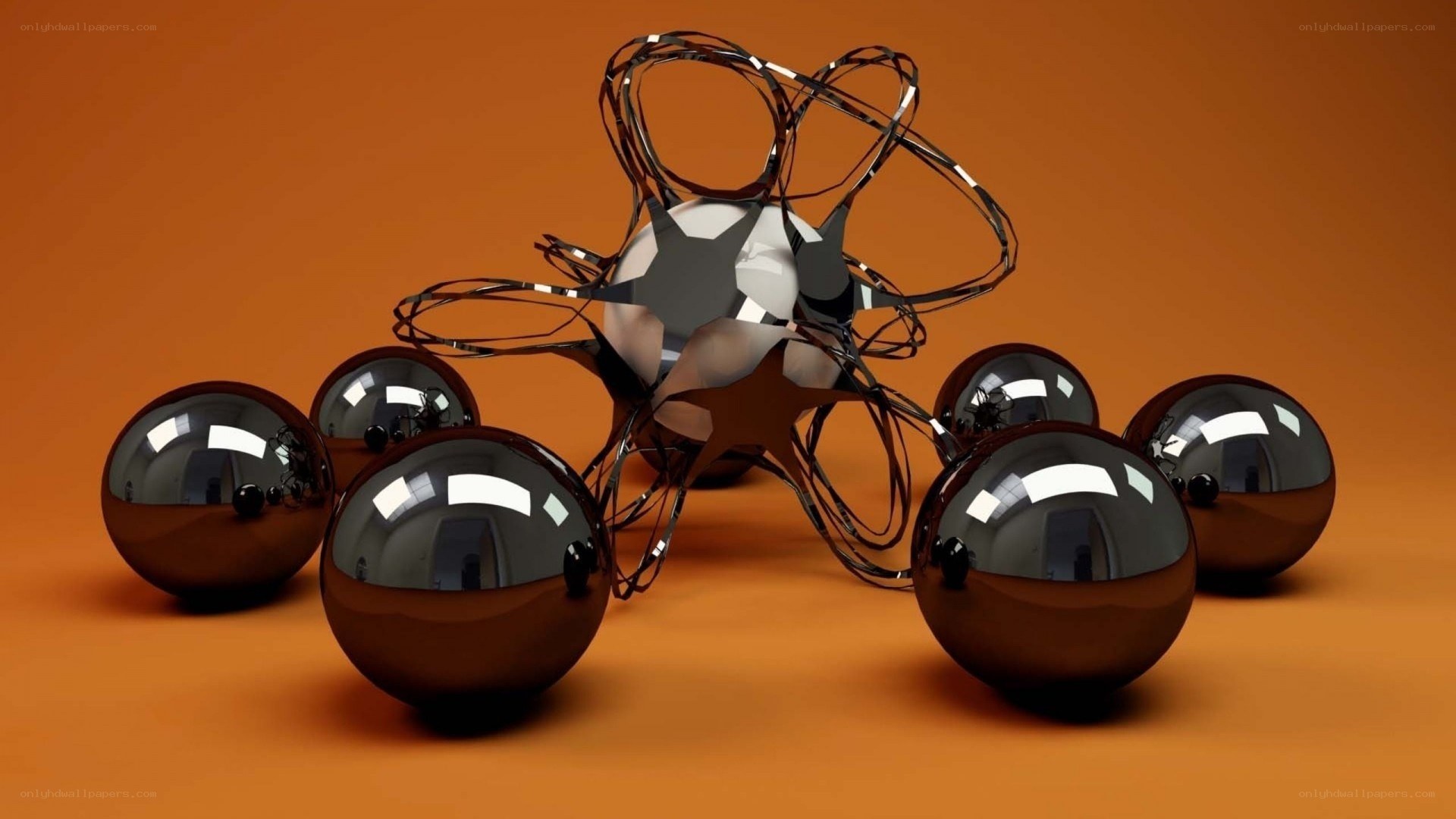 abstract metallic spheres sculpture