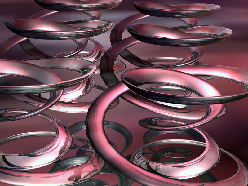 Abstract metallic spiral forms