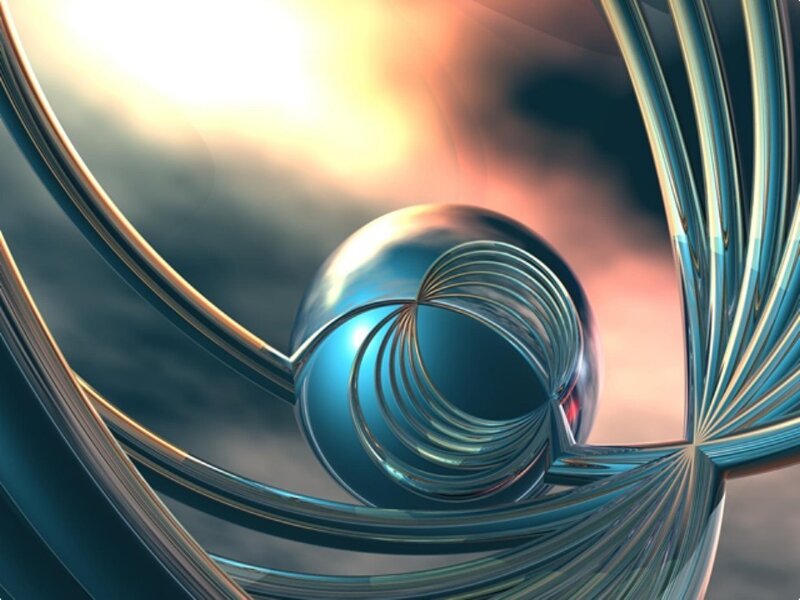 Abstract metallic spiral sphere