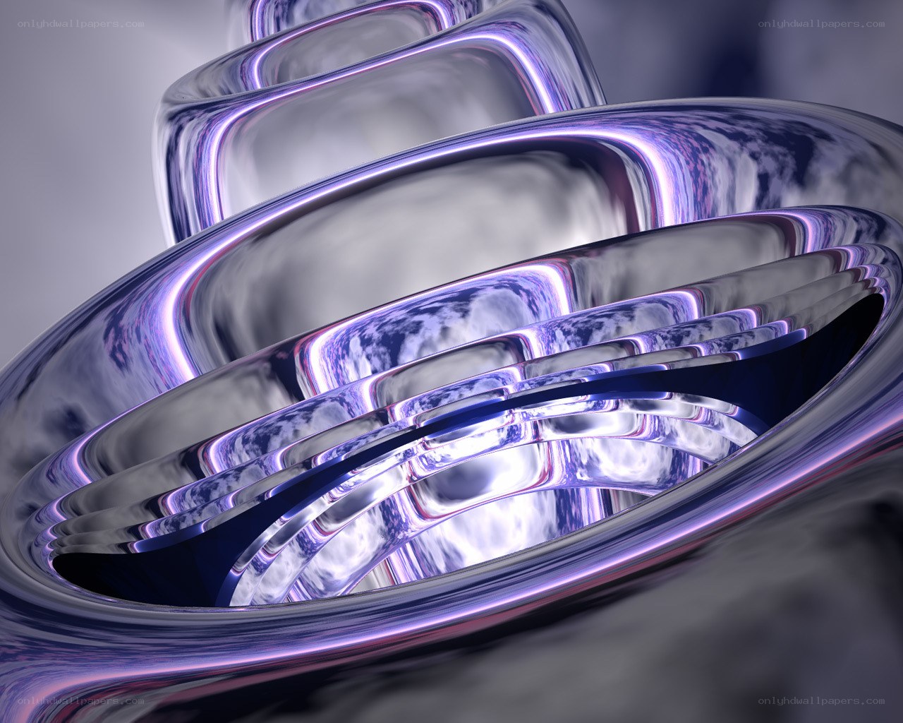 Abstract metallic spiral structure