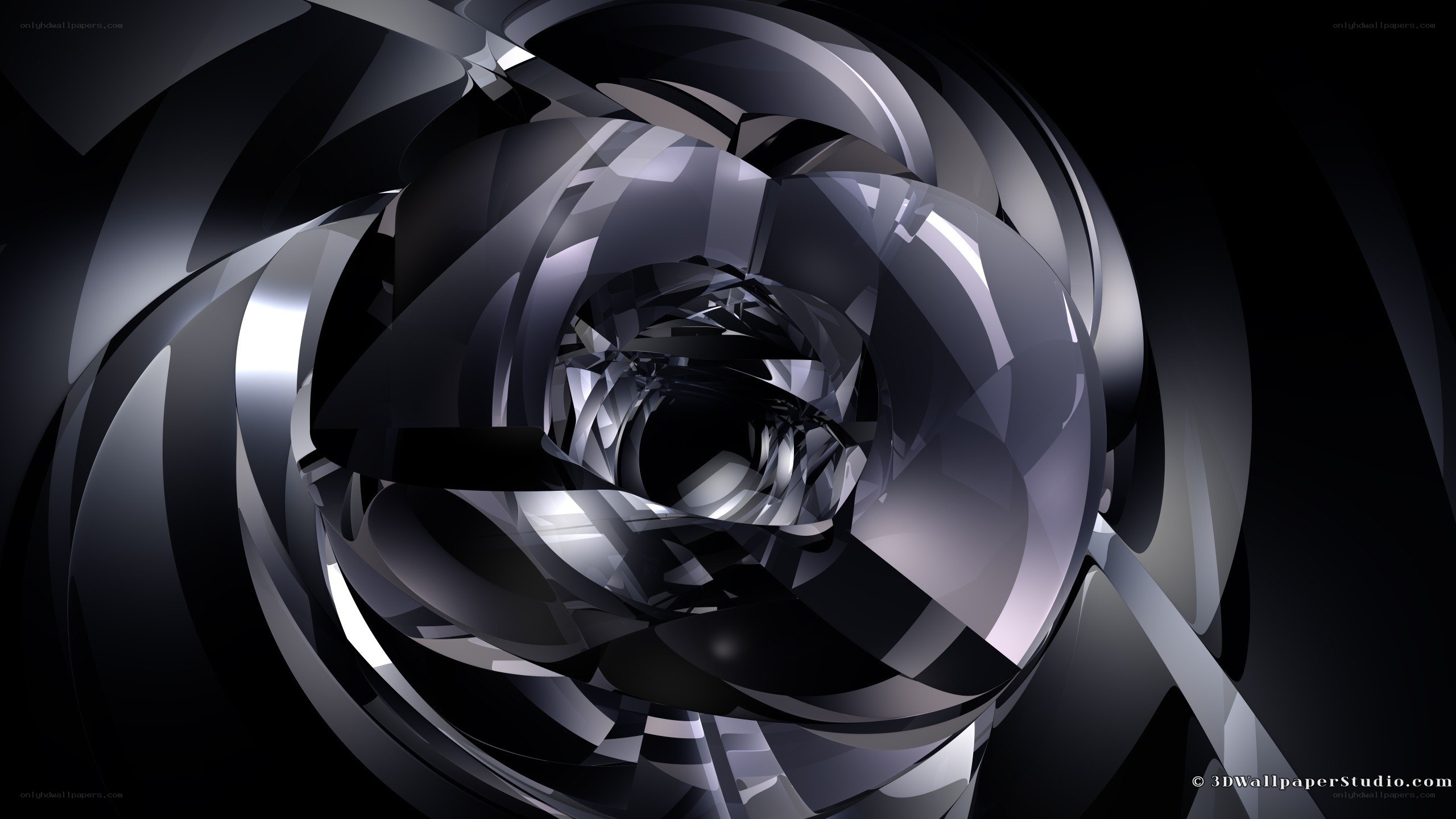 Abstract metallic spiral tunnel