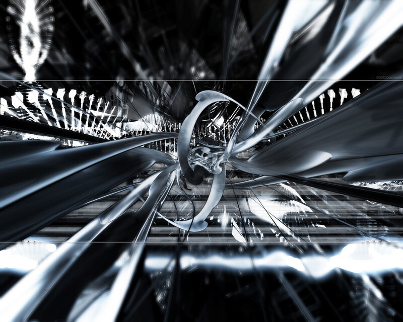 Abstract Metallic Structure — Black, Dramatic, Digital Art, Metallic Curves