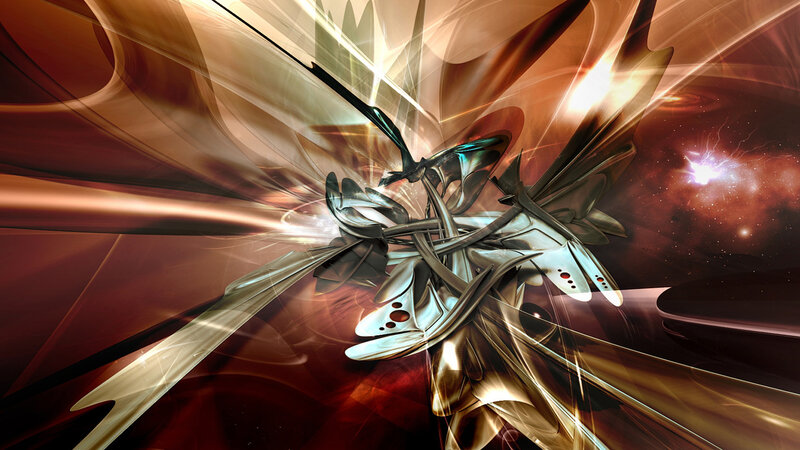 Abstract Metallic Structure — Brown, Dramatic, Digital Art