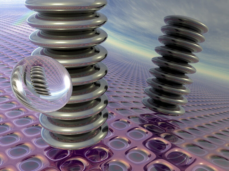 Abstract metallic structures on grid