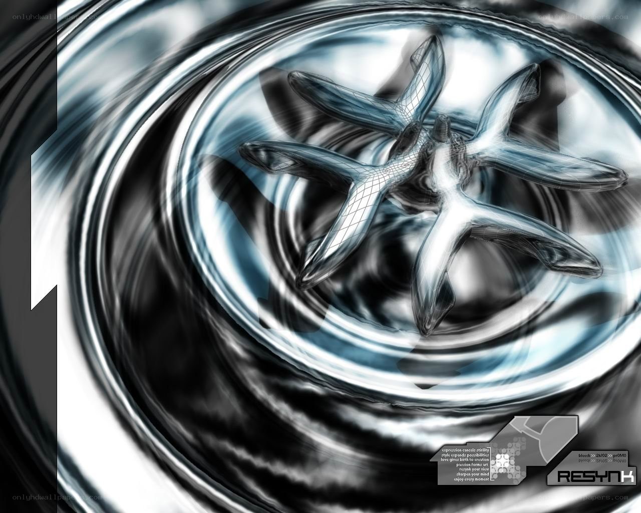 abstract metallic swirl with star shape