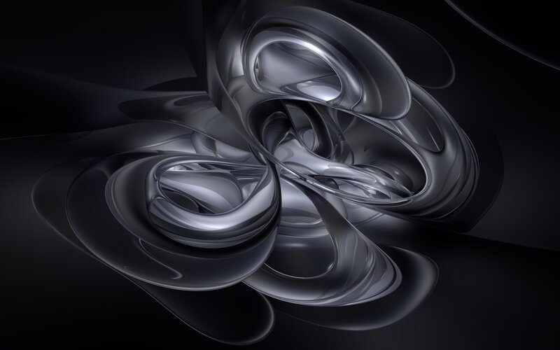 Abstract Metallic Swirls — Black, Dramatic, 3d Render, Dark, Gray