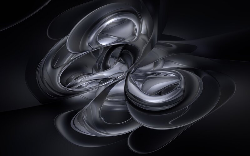 Abstract Metallic Swirls — Black, Dramatic, 3d Render, Dark