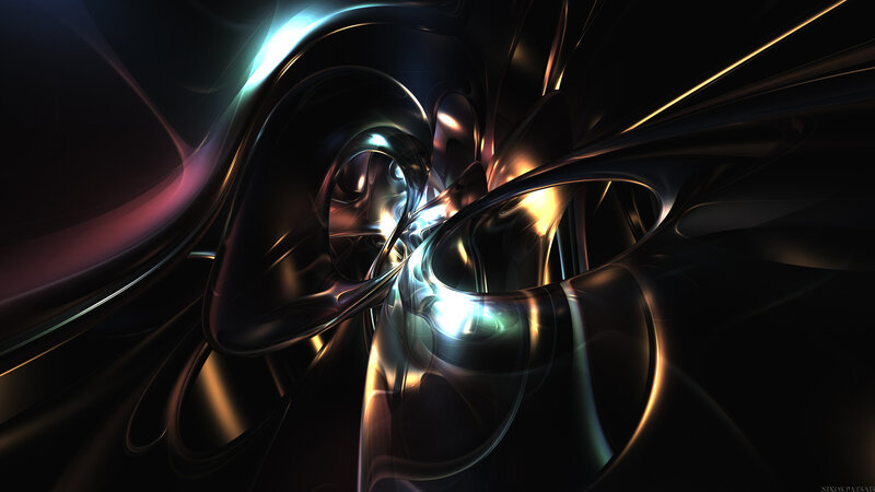 Abstract Metallic Swirls — Black, Dramatic, Digital Art, Light