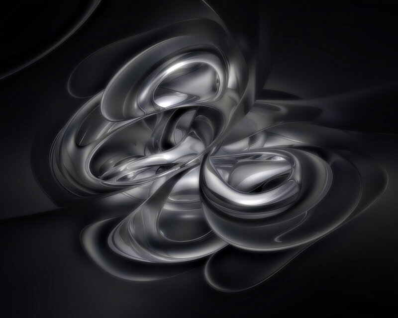 Abstract Metallic Swirls — Black, Dramatic, Digital Art