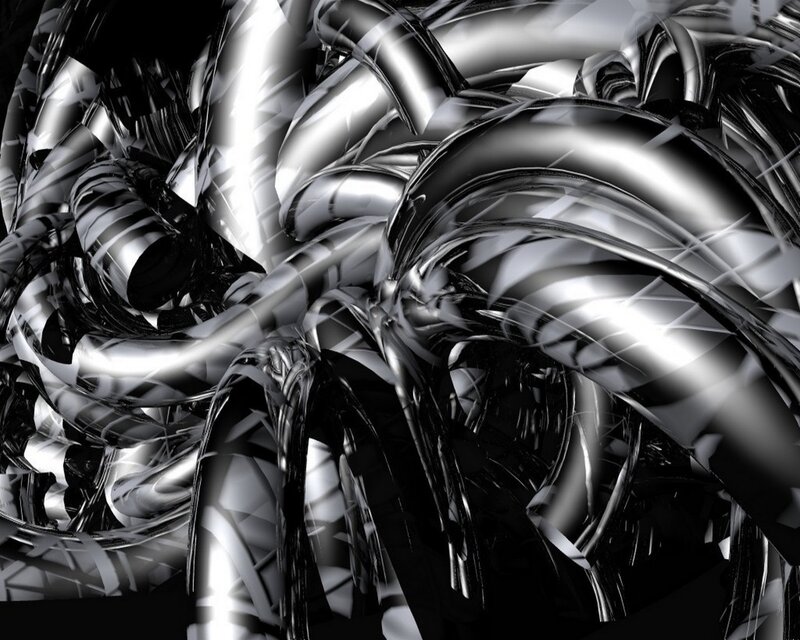 Abstract Metallic Swirls — Black, Dramatic