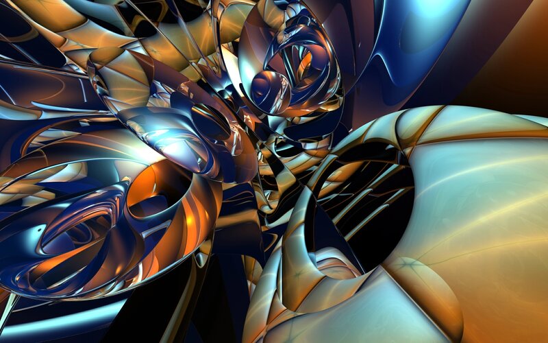 Abstract Metallic Swirls — Blue, Dramatic