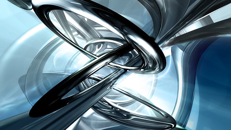 Abstract Metallic Swirls — Silver, Dynamic, 3d Render, Metallic Tubes