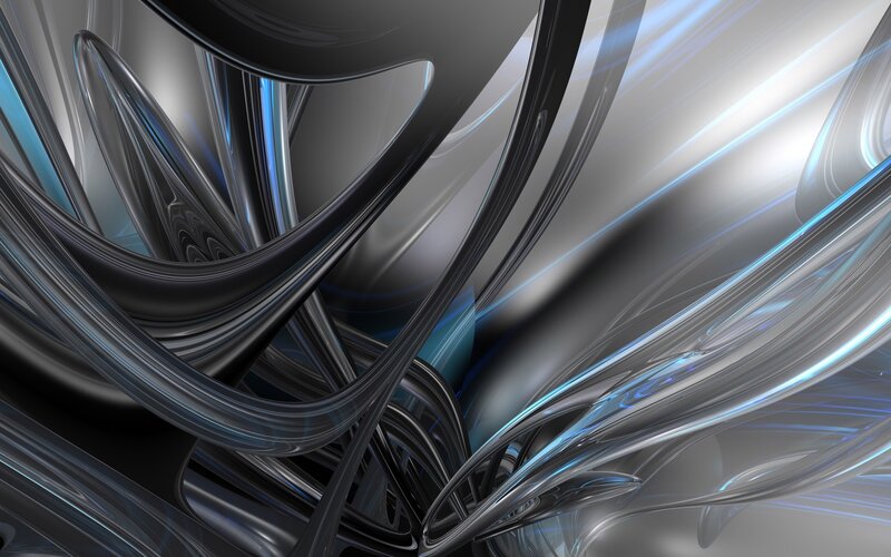 Abstract Metallic Swirls — Silver, Dynamic, Digital Art