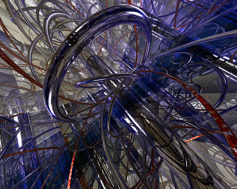 Abstract metallic wire sculpture