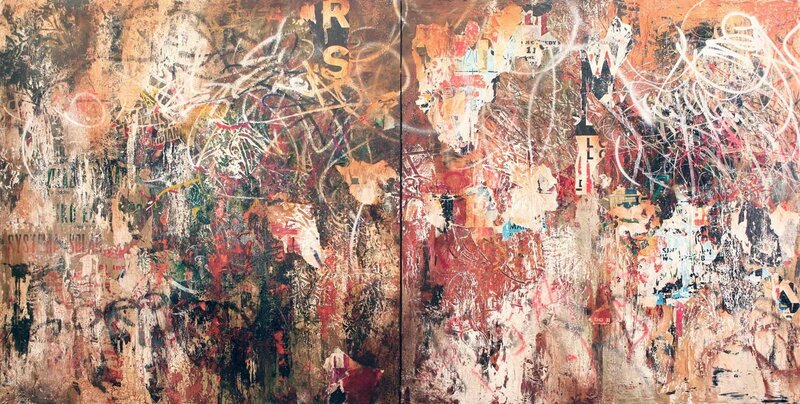 Abstract mixed-media artwork