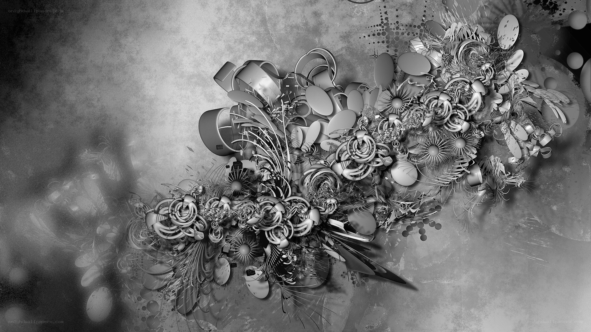 abstract monochrome floral design