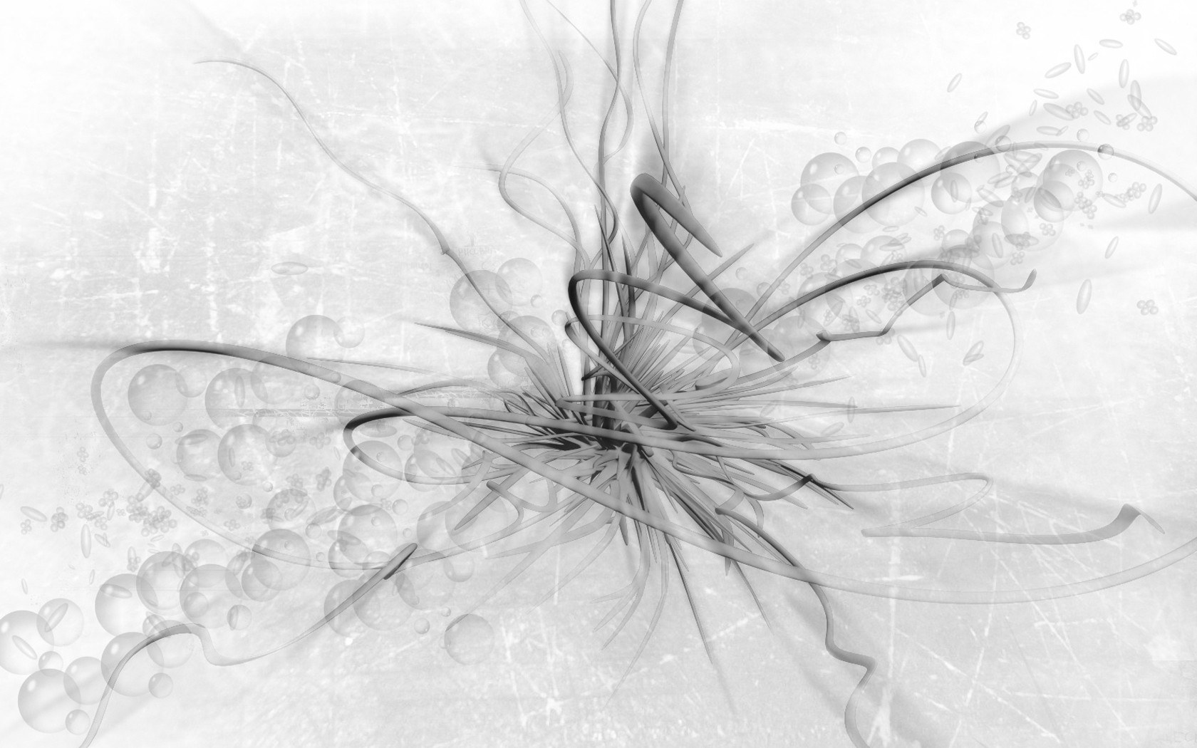 Abstract monochrome swirls and bubbles
