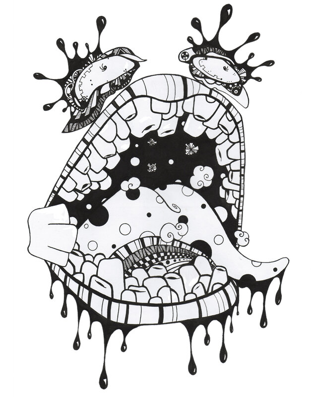 abstract monster with open mouth