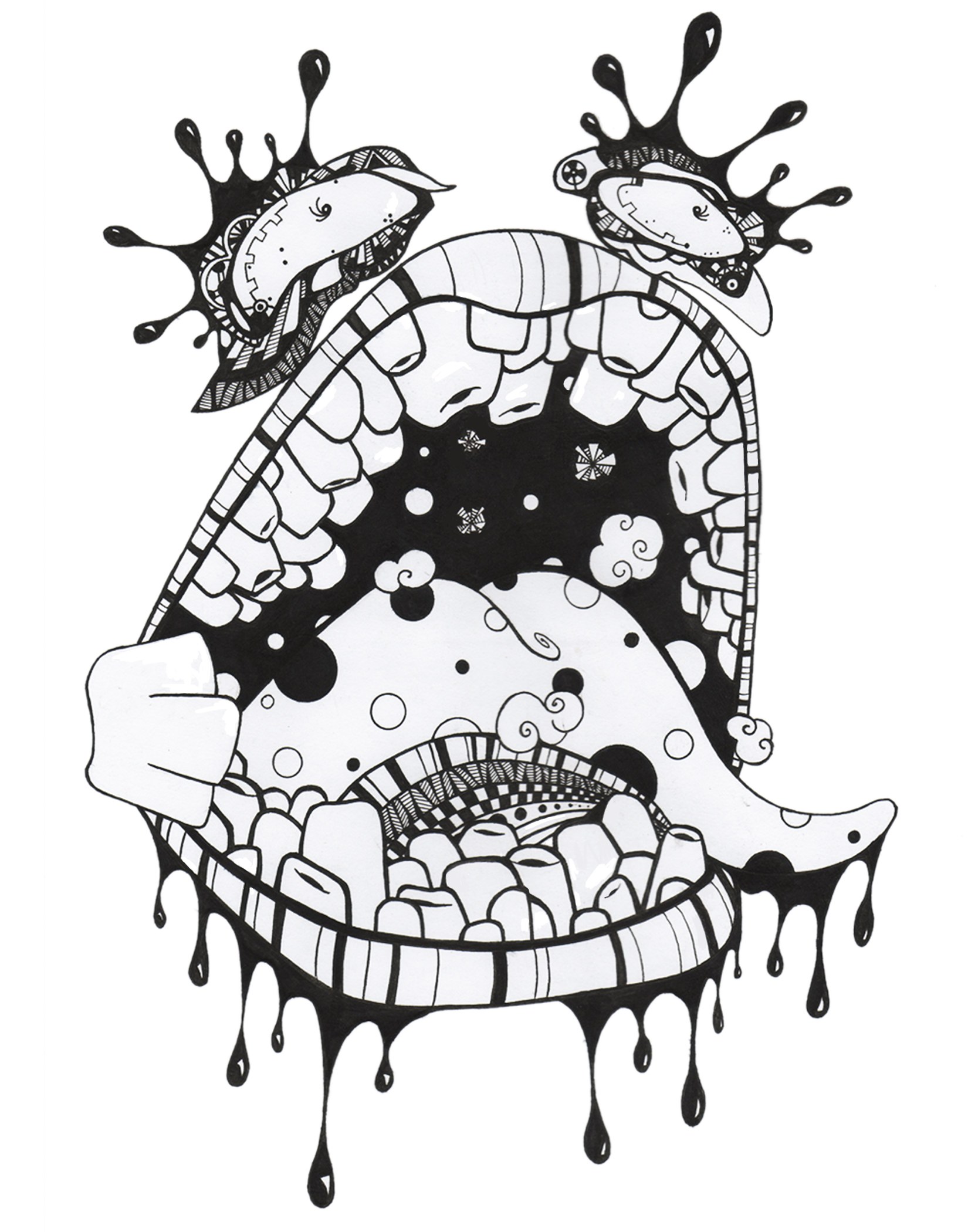 abstract monster with open mouth