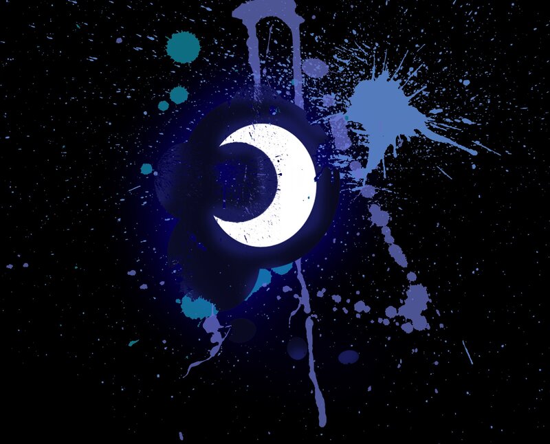 abstract moon splatter art