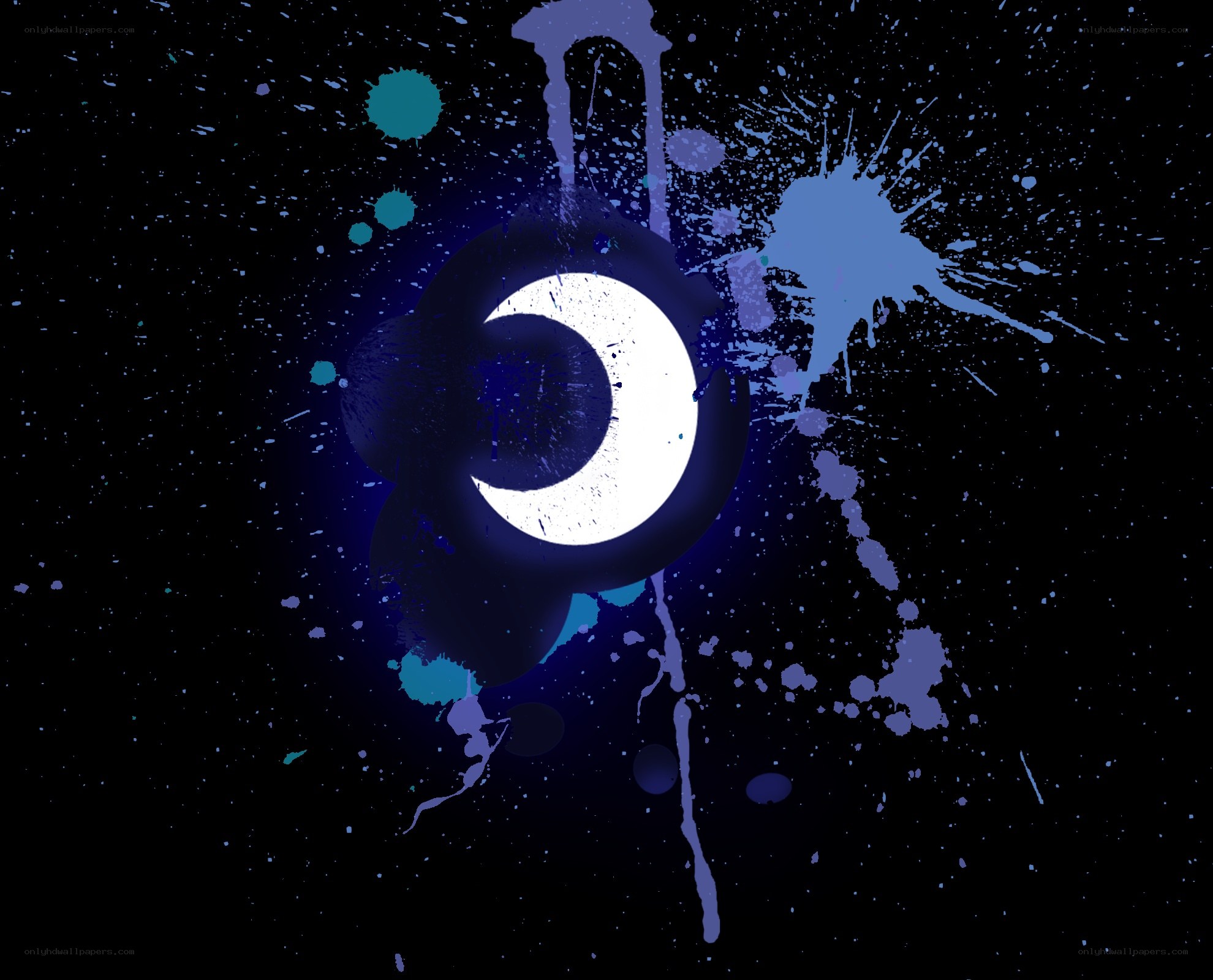 abstract moon splatter art
