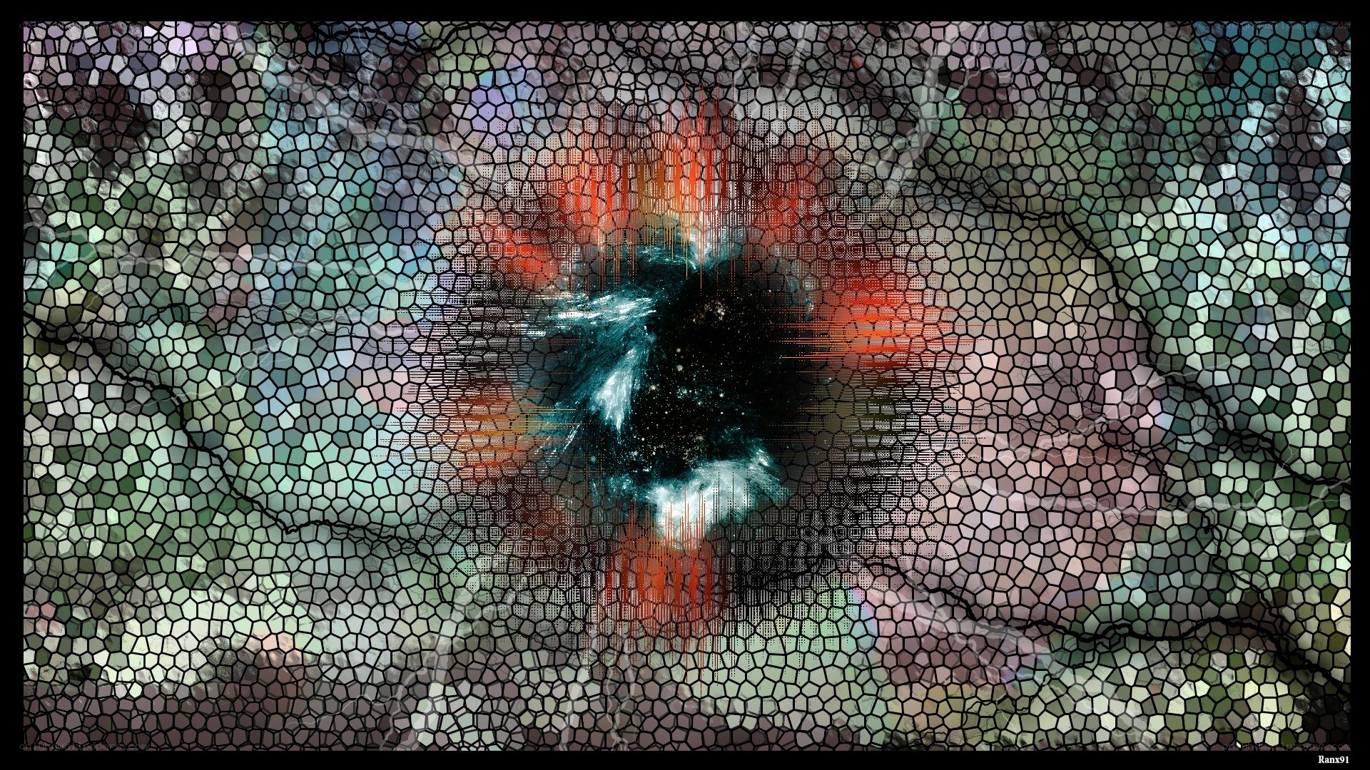 Abstract mosaic explosion