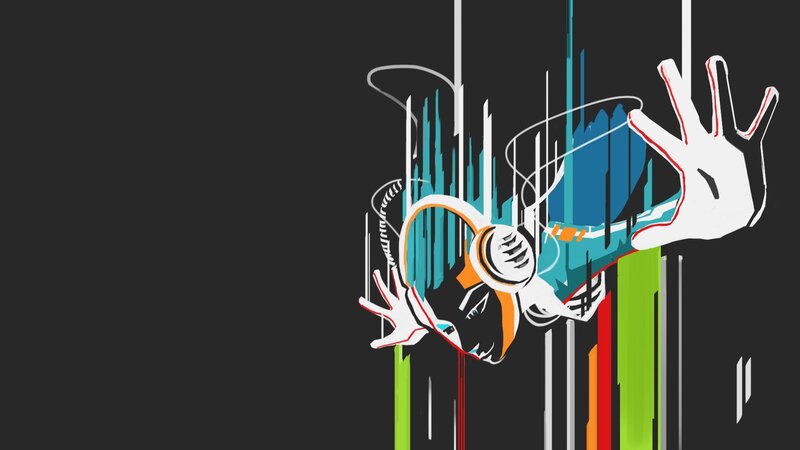 abstract music art with headphones