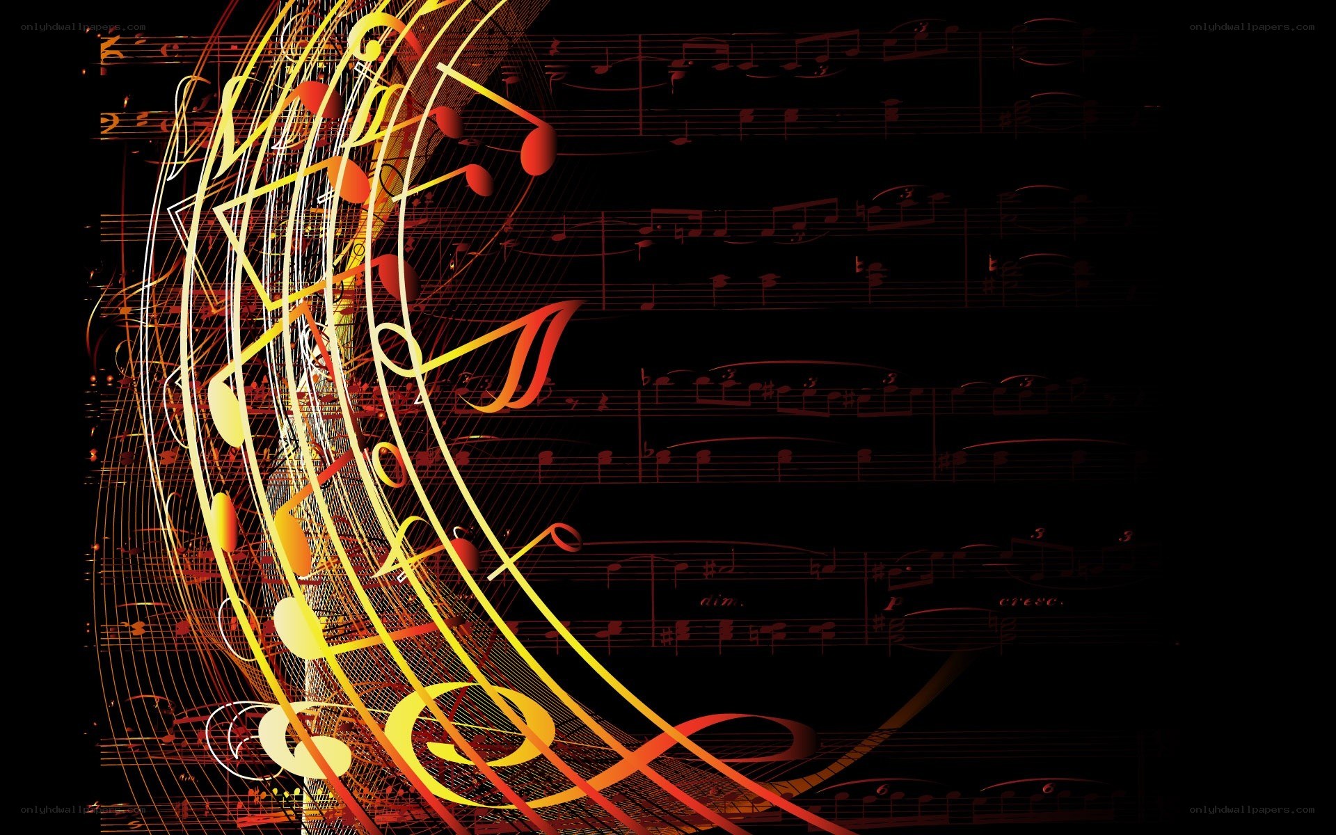 Abstract music notes background