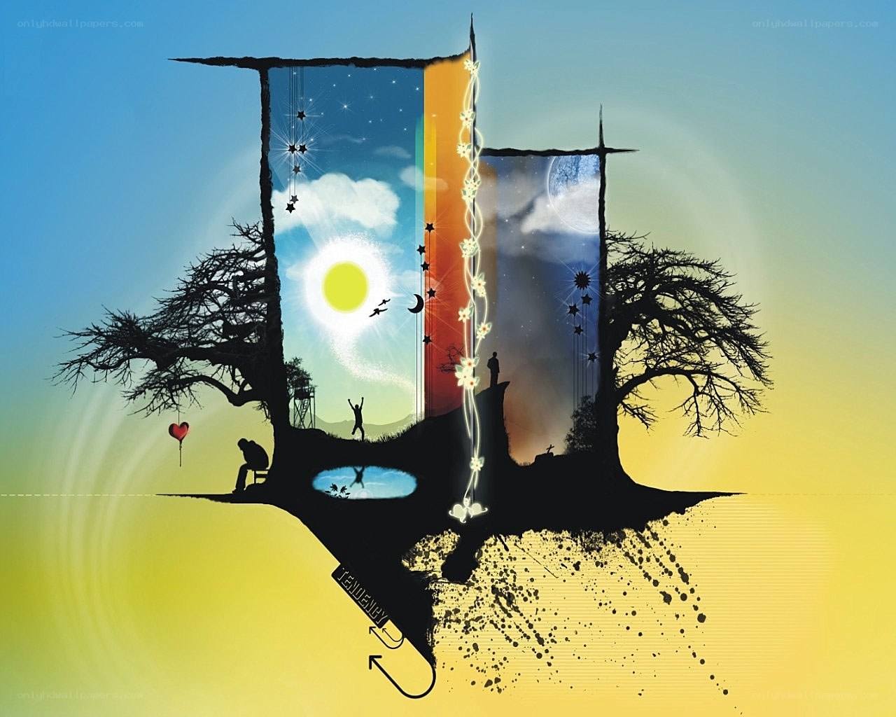 Abstract nature and time collage